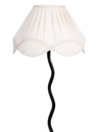 Vintage Off-White Cotton Zig Zag Table Lamp with Iron Base (AE15)