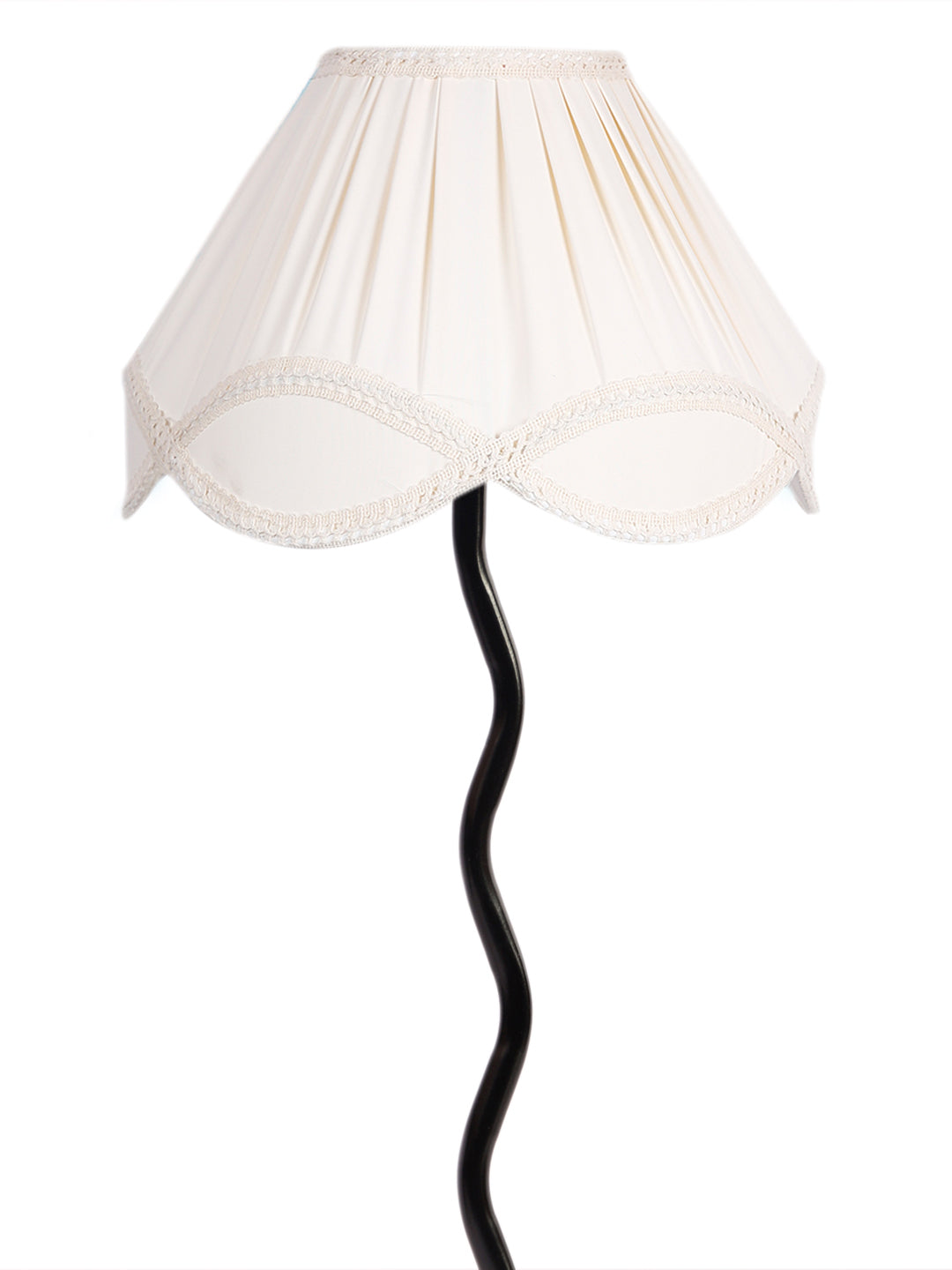 Vintage Off-White Cotton Zig Zag Table Lamp with Iron Base (AE15)