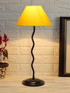 Yellow Cotton Zig Zag Table Lamp with Iron Base (AE05)