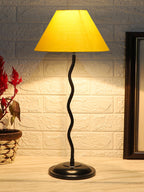Yellow Cotton Zig Zag Table Lamp with Iron Base (AE05)