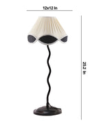 Vintage Black & White Cotton Zig Zag Table Lamp with Iron Base (AE18)