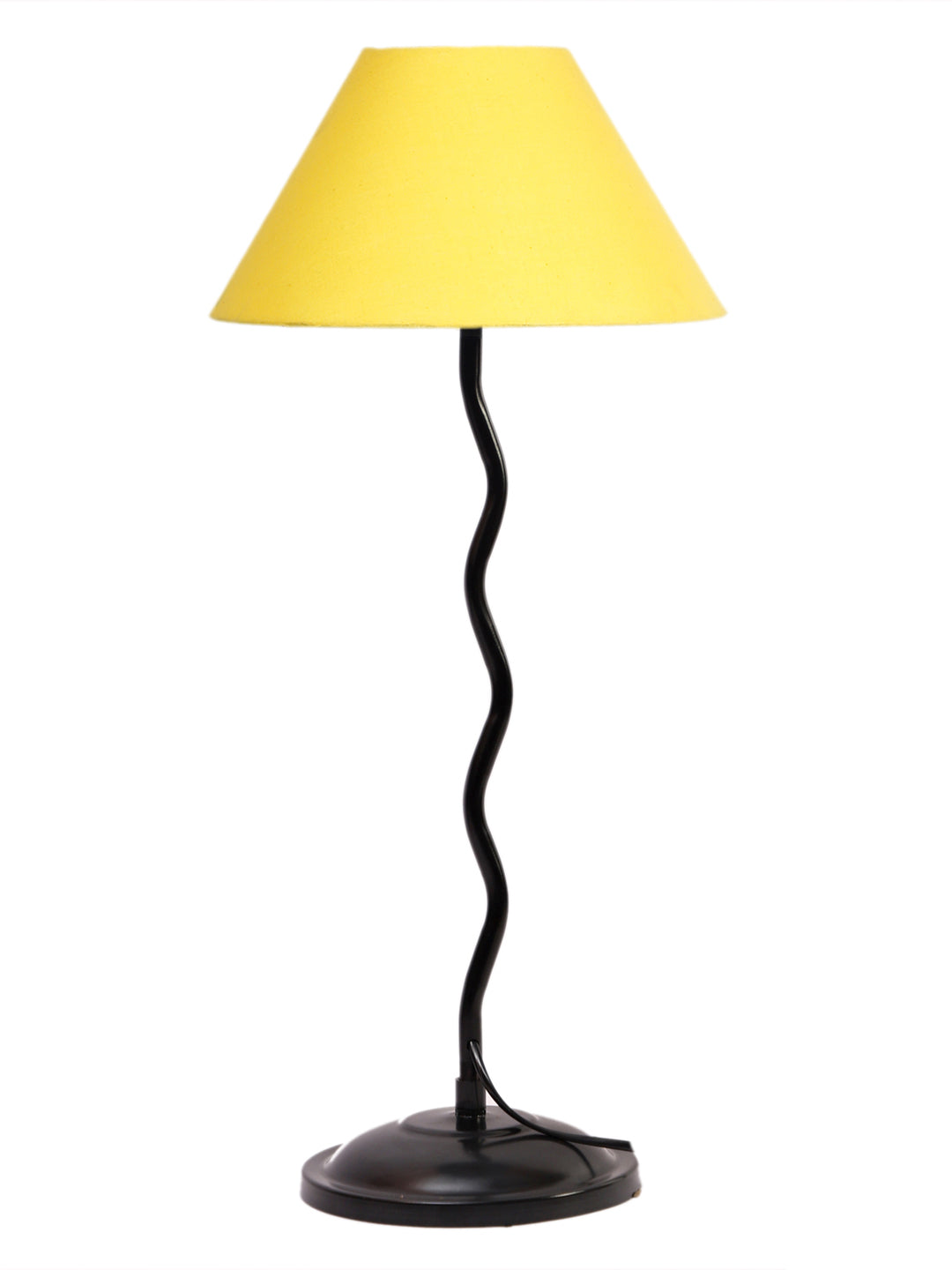 Yellow Cotton Zig Zag Table Lamp with Iron Base (AE05)