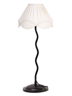 Vintage Off-White Cotton Zig Zag Table Lamp with Iron Base (AE15)