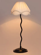 Vintage Off-White Cotton Zig Zag Table Lamp with Iron Base (AE15)