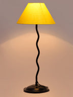 Yellow Cotton Zig Zag Table Lamp with Iron Base (AE05)