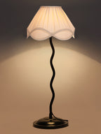 Vintage Off-White Cotton Zig Zag Table Lamp with Iron Base (AE15)