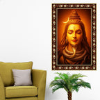 Adiyogi Shiva with Moon Floral Border Vertical Wall Painting