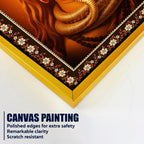 Adiyogi Shiva with Moon Floral Border Vertical Wall Painting