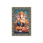Auspicious Lord Ganpati Floral Border Vertical Wall Painting