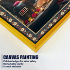 Bal Hanuman with Shivling Floral Border Vertical Wall Painting