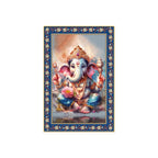 Beautiful Bal Ganesha Floral Border Vertical Wall Painting