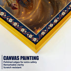 Beautiful Radha Krishna Divine Floral Border Vertical Wall Painting