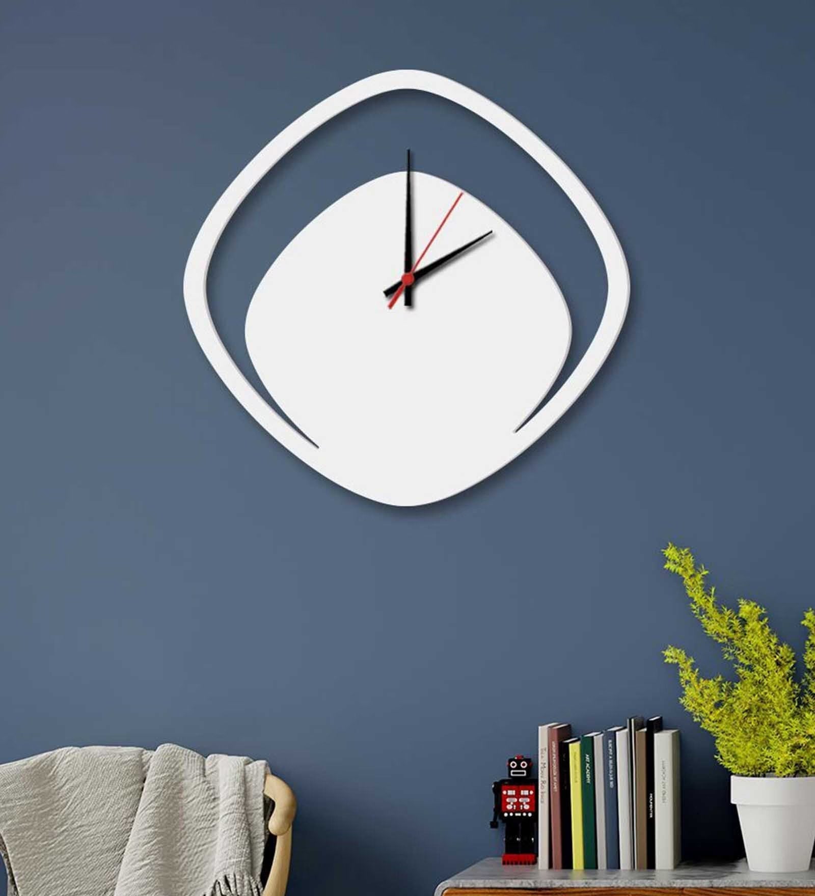 White MDF Boomerang Modern Wall Clock Main image