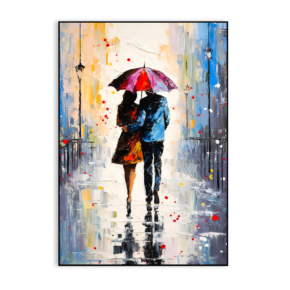 Beautiful Couple's Walk in the Rain Canvas Wall Paintings & Arts Secondary image