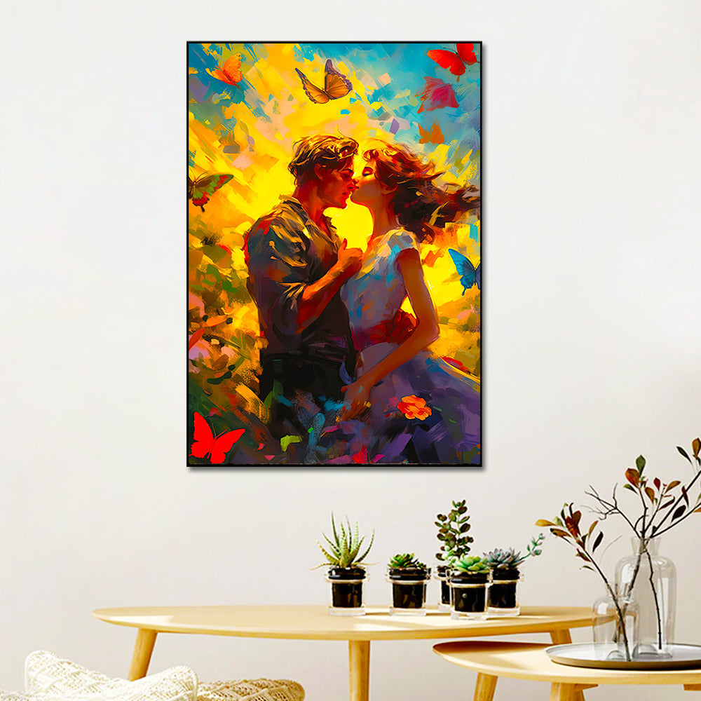 Young Couple Romantic Artwork Butterflies Canvas Wall Paintings & Arts Main image