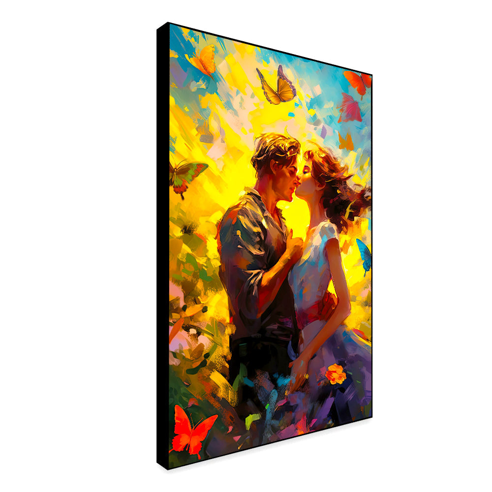 Young Couple Romantic Artwork Butterflies Canvas Wall Paintings & Arts Secondary image
