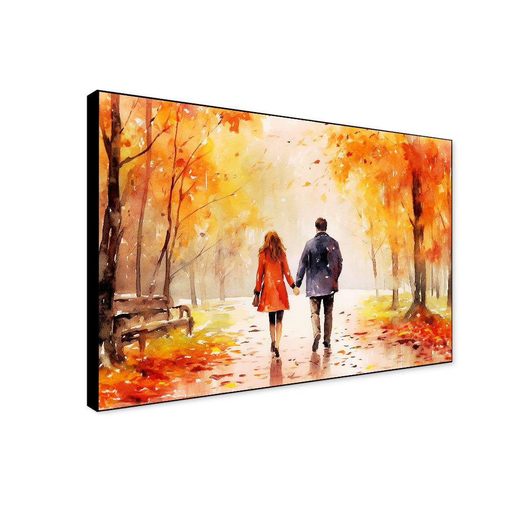 Beautiful Couple Holding Hands and Walking Canvas Wall Paintings & Arts Secondary image
