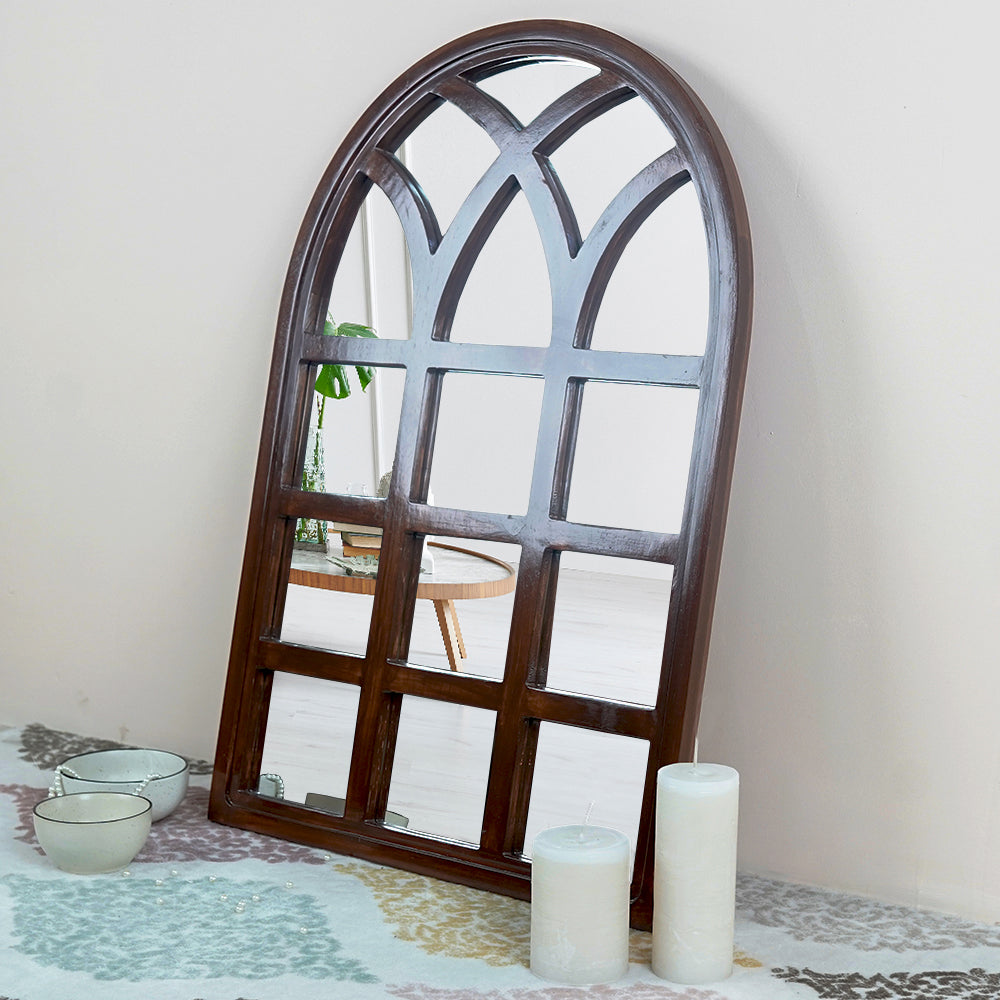 Arch Motif Window Frame Wooden Mirror Secondary image