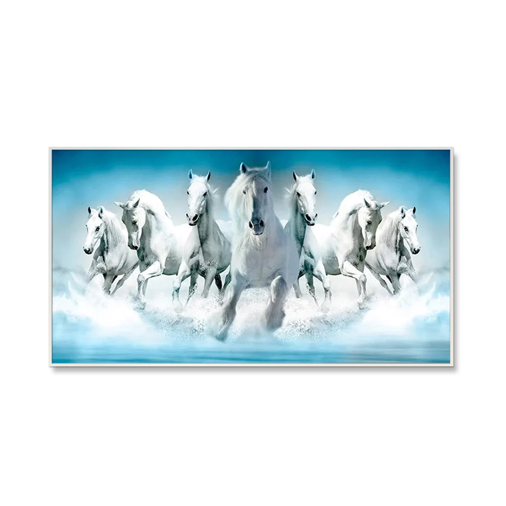 Seven Running Horses Canvas Wall Painting