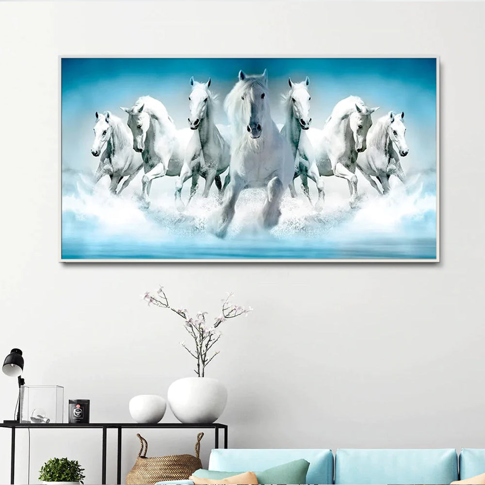 Seven Running Horses Canvas Wall Painting Main image
