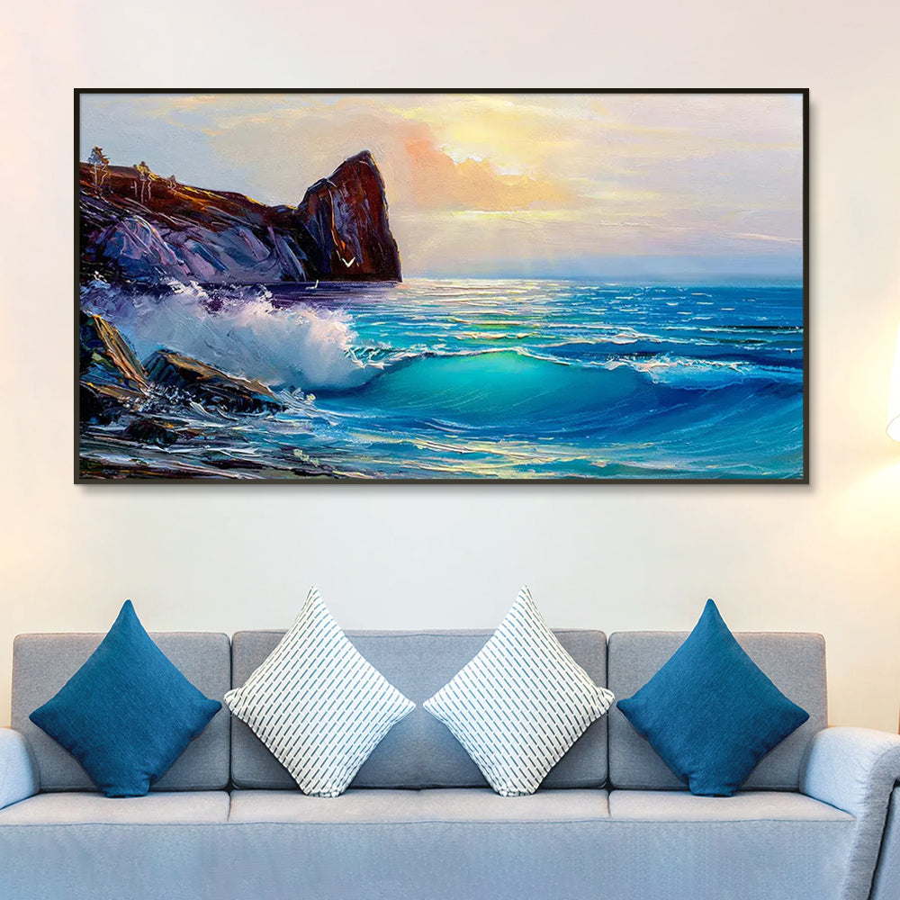 Beautiful Seascape with Sunrise Canvas Printed Wall Paintings & Wall Art Main image