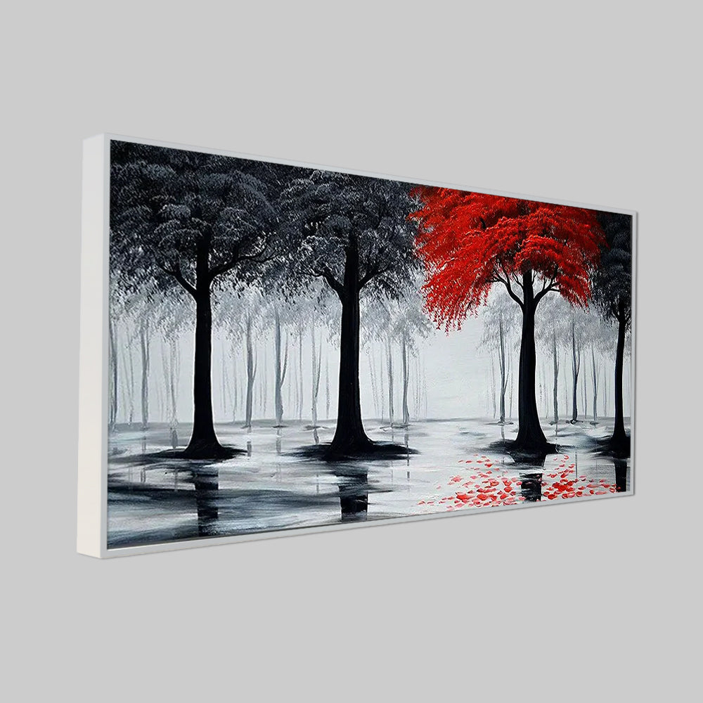 Woodland Red & Black Canvas Panoramic Wall Painting Secondary image