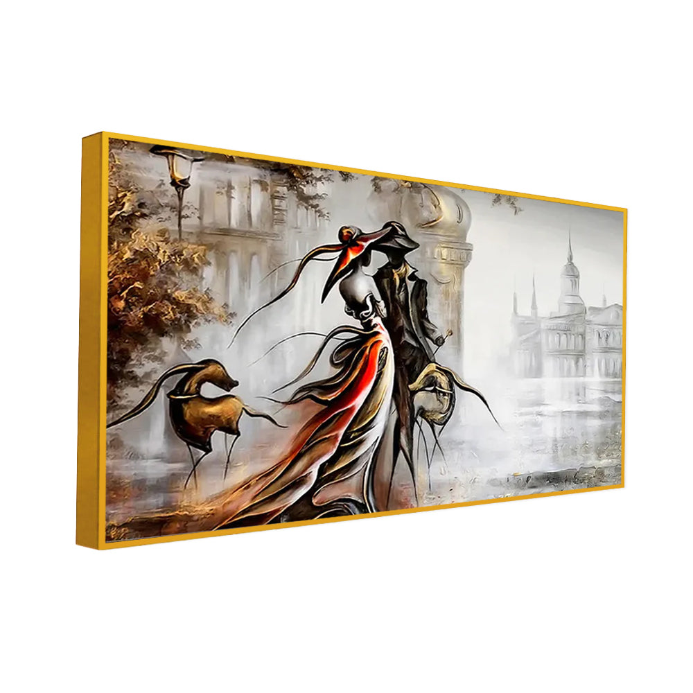 Vintage Couple Modern Art Canvas Painting Secondary image