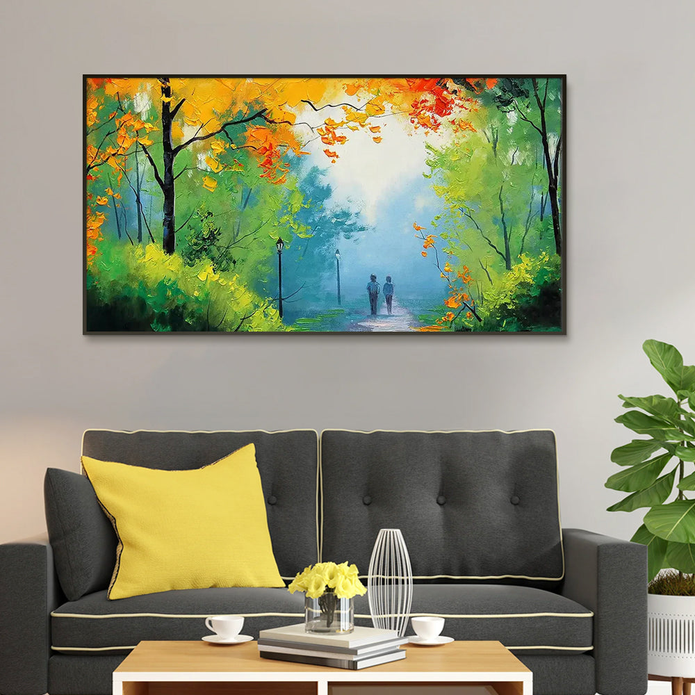 Walk in The Park Relaxing Big Panoramic Canvas  Wall Painting Main image
