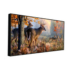 Beautiful Deer Forest Scenery Wide Format Canvas Wall Painting
