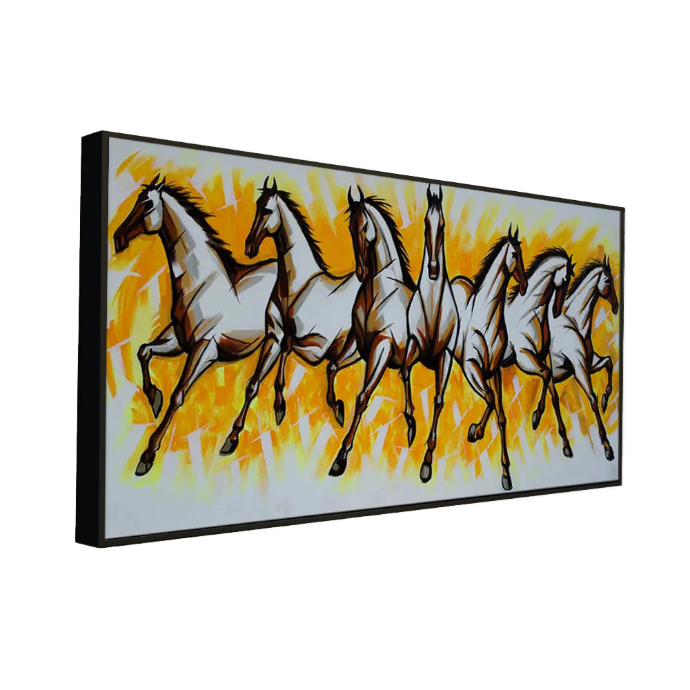 Seven Running Horses Canvas Painting Secondary image