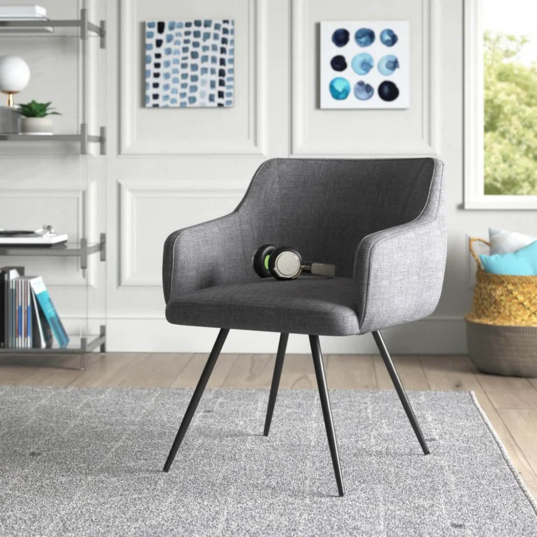 Aesthetic Grey Velvet Accent Chair Main image