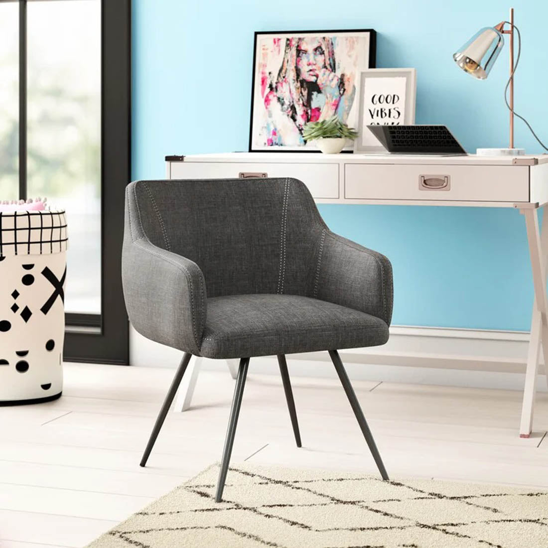 Aesthetic Grey Velvet Accent Chair Secondary image