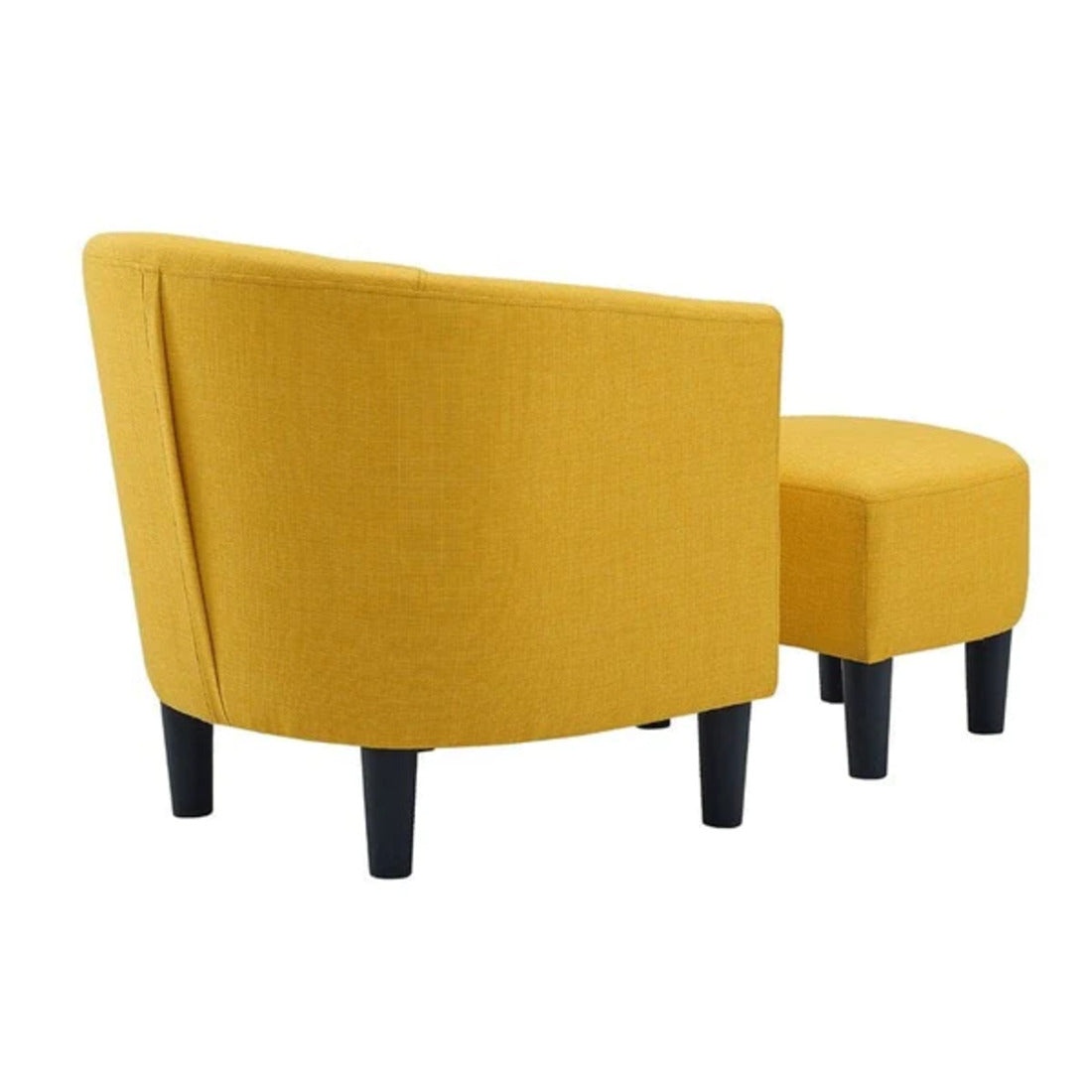 Yellow Comfy Round Back Velvet Chair With Ottoman Secondary image