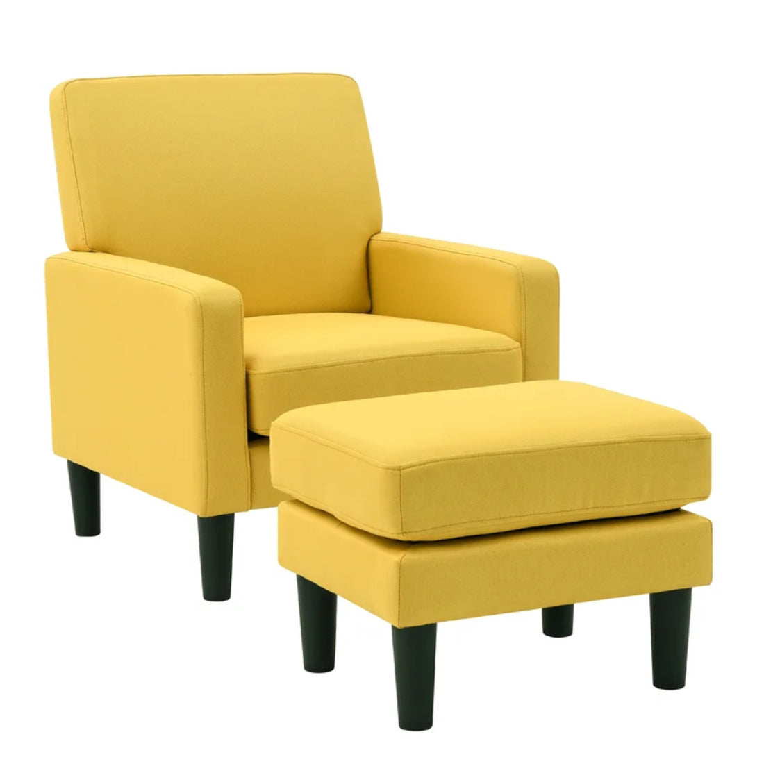 Yellow Standard Velvet Chair With Ottoman Main image