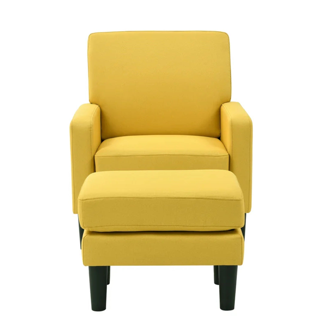 Yellow Standard Velvet Chair With Ottoman Secondary image