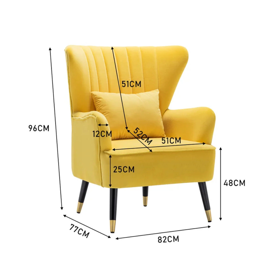 Yellow Chic Tufted Accent Chair With Cushion