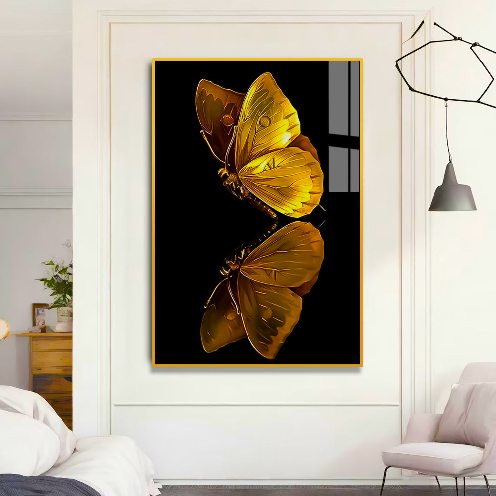 Beautiful Golden Butterfly Modern Acrylic Wall Paintings to Make an Impact Main image