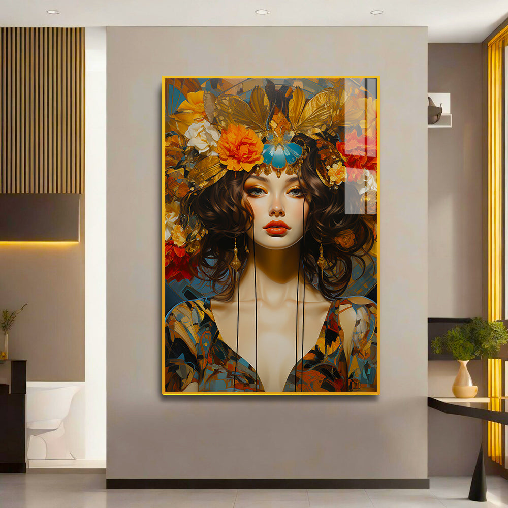 Beautiful Girl With Flower Modern Acrylic Wall Paintings & Arts Main image