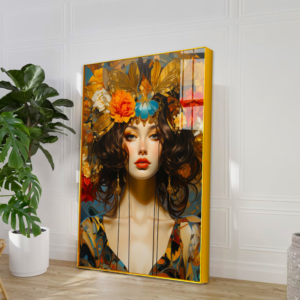 Beautiful Girl With Flower Modern Acrylic Wall Paintings & Arts Secondary image