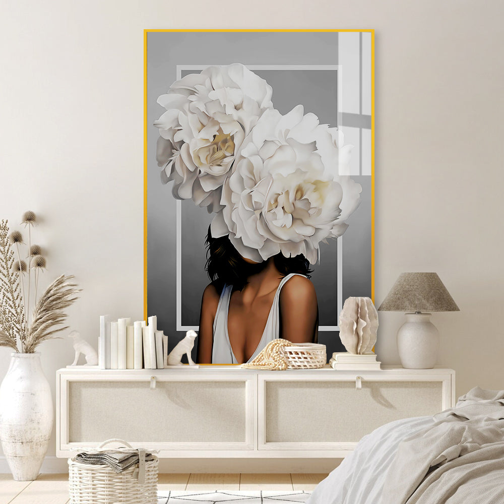 Artistic Girl Head Flowers Modern Acrylic Wall Art Main image