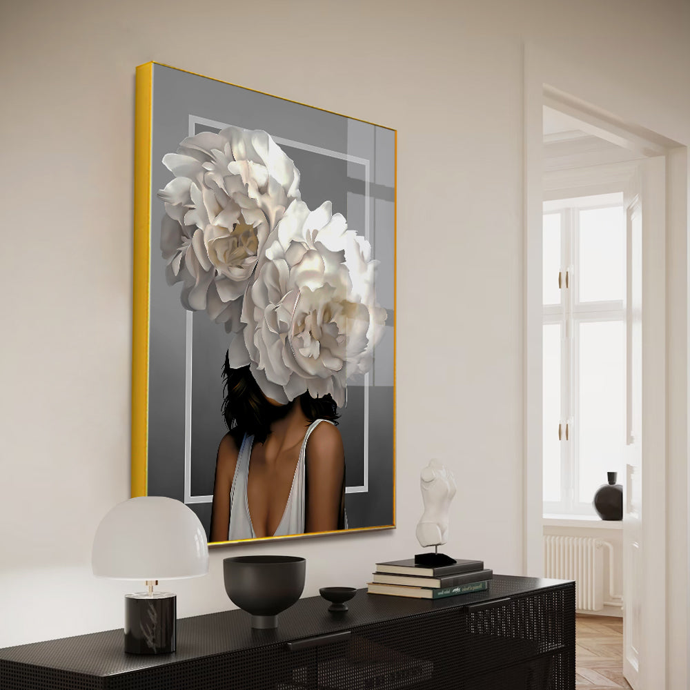 Artistic Girl Head Flowers Modern Acrylic Wall Art Secondary image