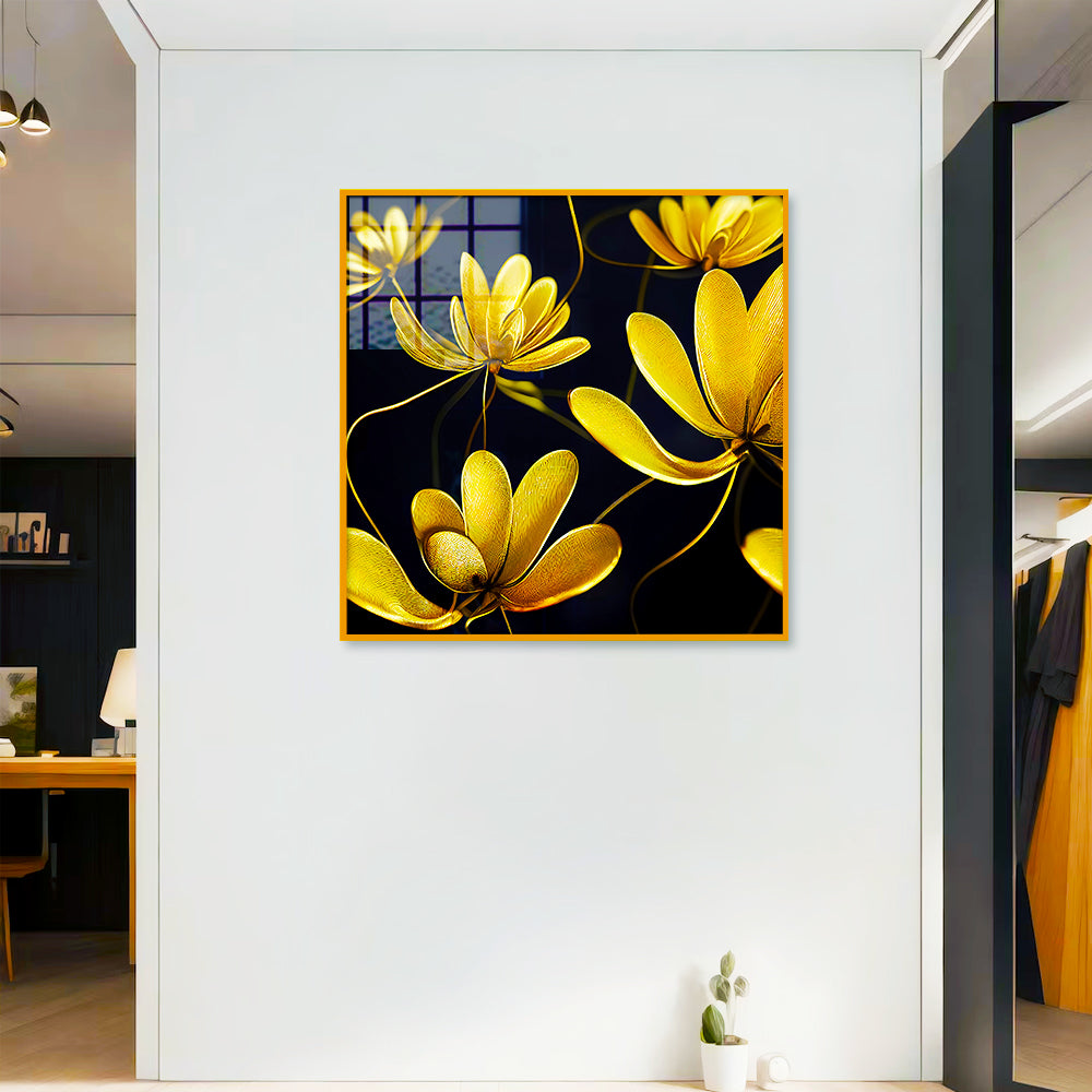 Beautiful Golden Flower Acrylic Wall Paintings & Art Main image