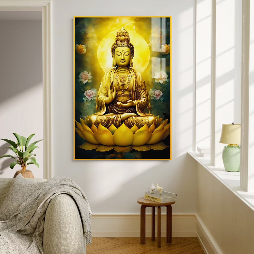 Beautiful Blessing Gautam Buddha Acrylic Wall Paintings & Arts Main image