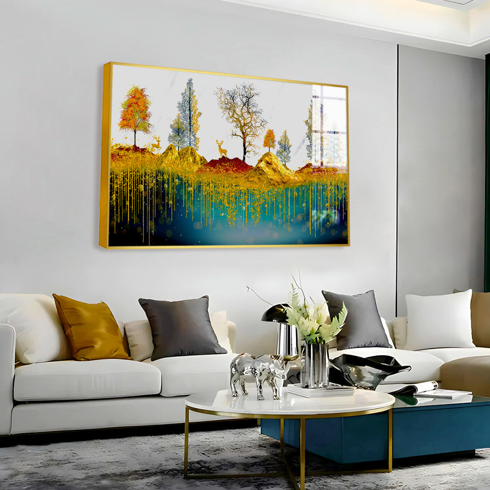 Beautiful Golden Nature Acrylic Wall Paintings & Arts Secondary image