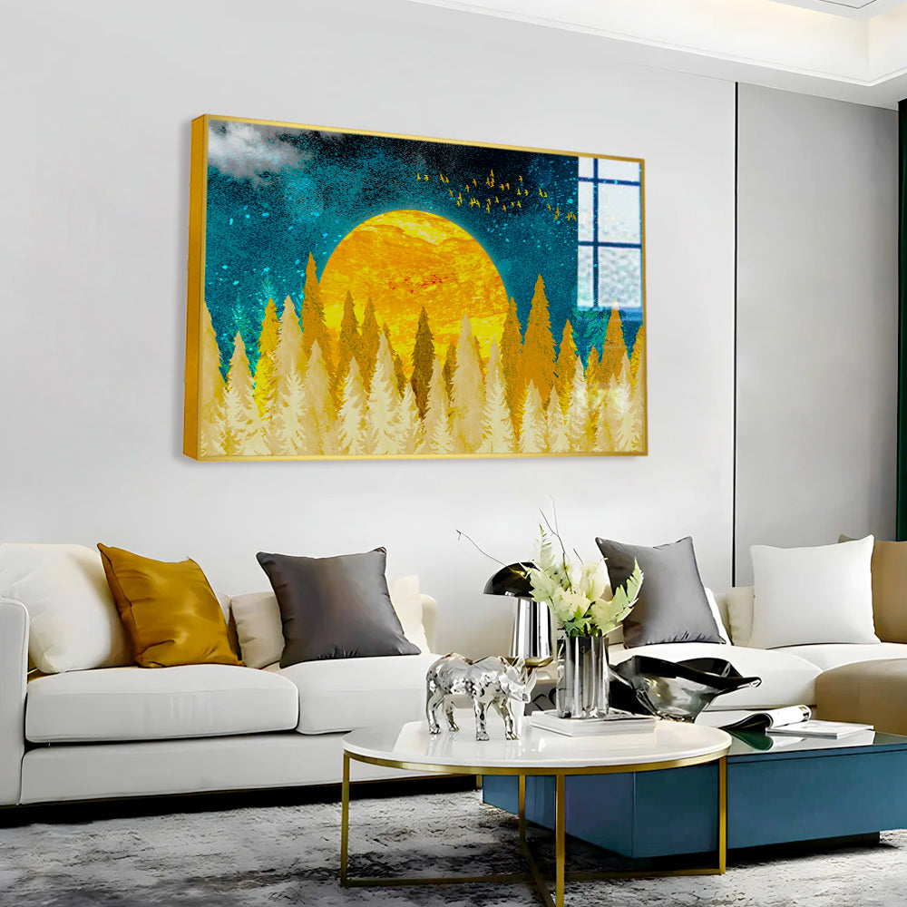 Beautiful Golden Sunrise Nature Acrylic Wall Paintings & Arts Secondary image