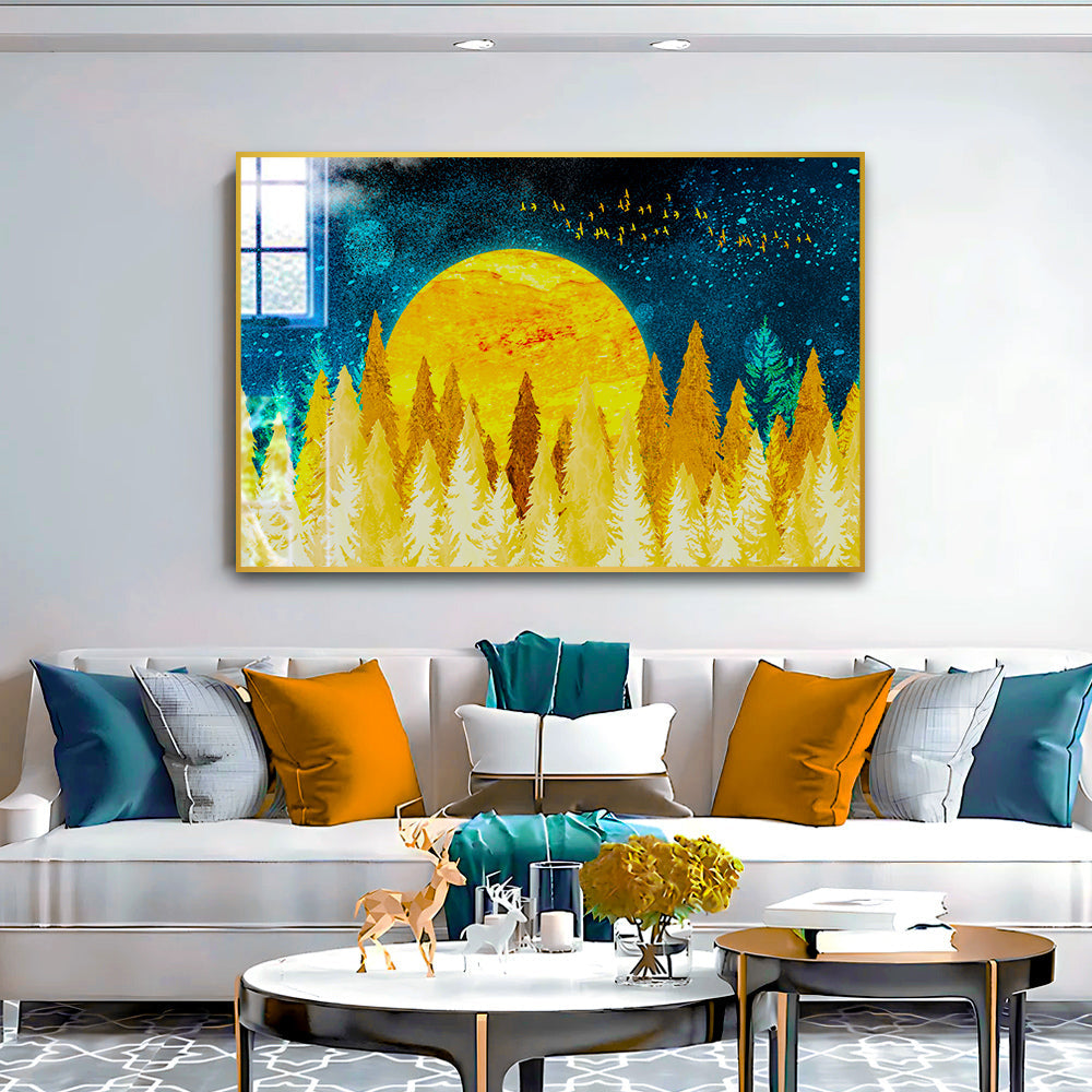 Beautiful Golden Sunrise Nature Acrylic Wall Paintings & Arts Main image