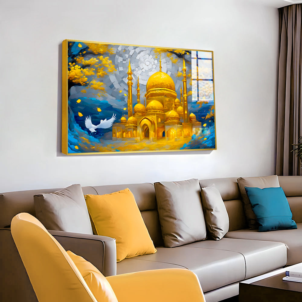 Beautiful Golden Islamic Mosque Acrylic Wall Paintings & Arts Secondary image