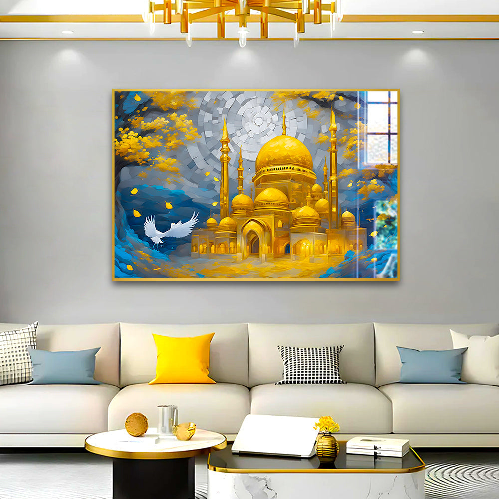 Beautiful Golden Islamic Mosque Acrylic Wall Paintings & Arts Main image