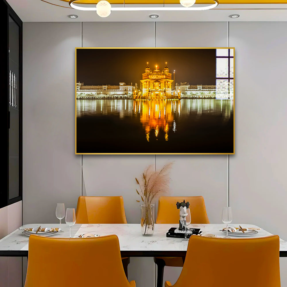 Beautiful Gurdwara Bangla Sahib Golden Temple Acrylic Wall Paintings & Arts Main image