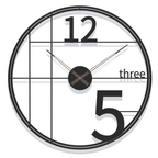 Alphabetic Metal Round Wall Clock (Black)